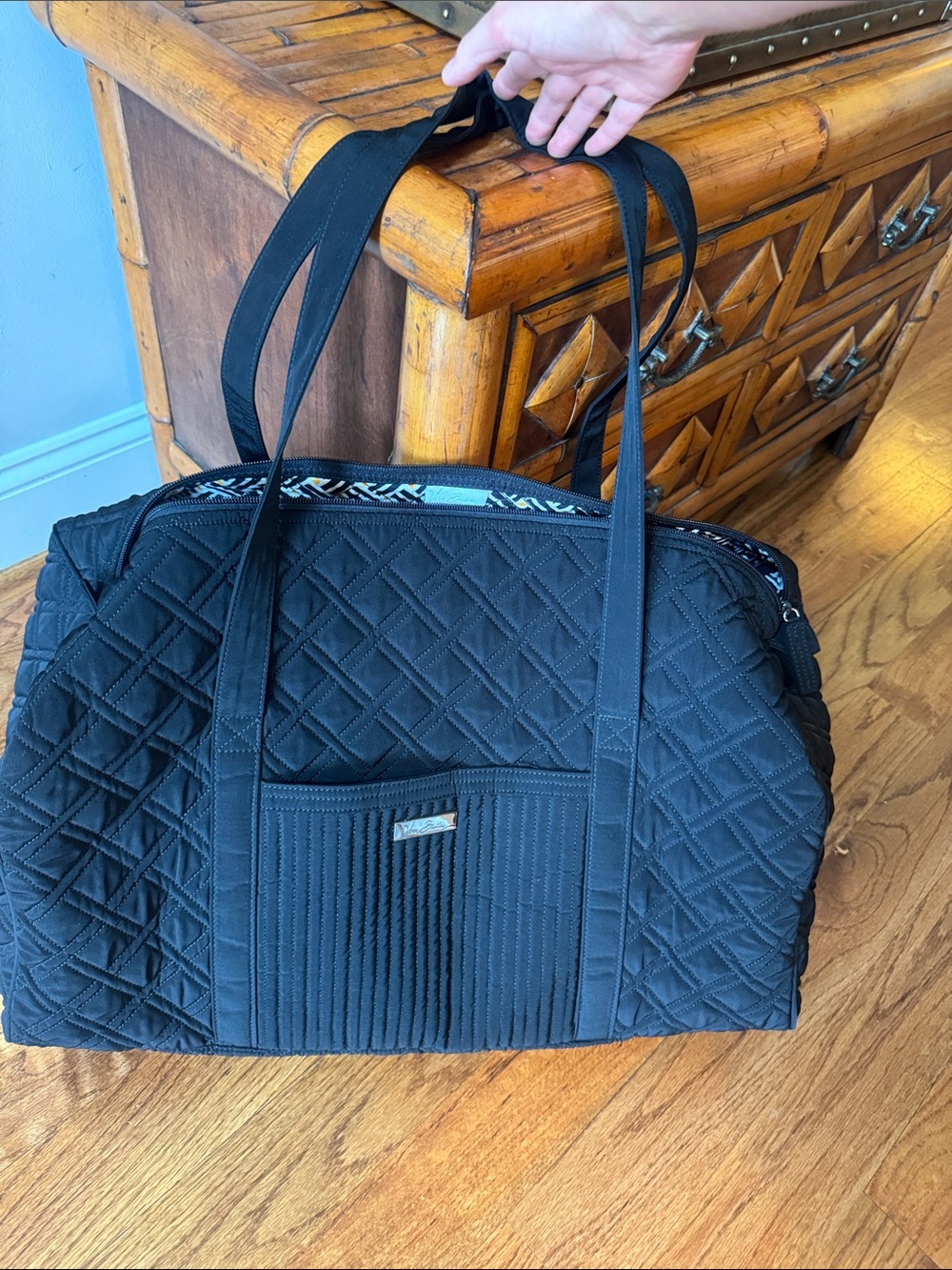 Vera Bradley Black Quilted Travel Tote Bag - Women